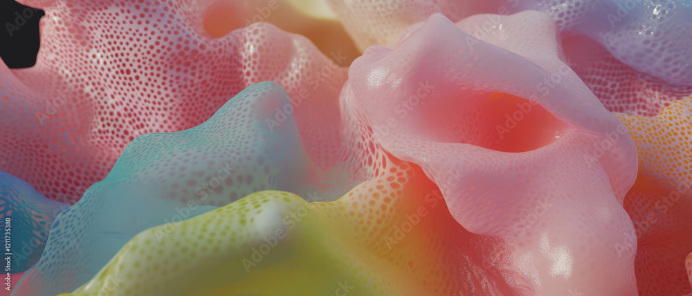 Poster exploring the vibrant textures of raised puffy paint in various colors