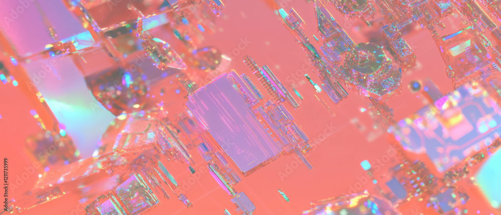 Aufkleber Intricate details of quantum computing chips and crystalline structures under magnification