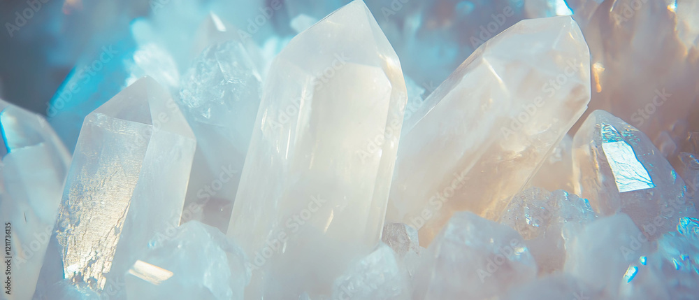 Poster sparkling quartz crystals showcasing unique texture and brilliant crystalline structure