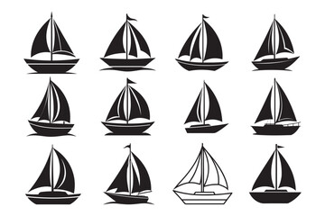 Sailboat silhouette Vector  Bundle illustration