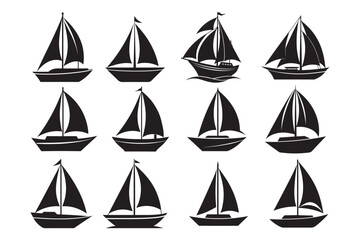Sailboat silhouette Vector  Bundle illustration