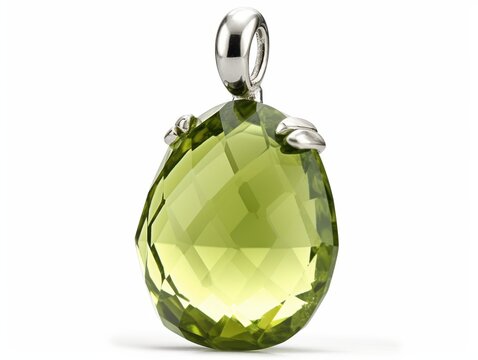pendant with olivine gemstone, peridot, chrysolite jewelry, green mineral crystals of forsterite, dunite