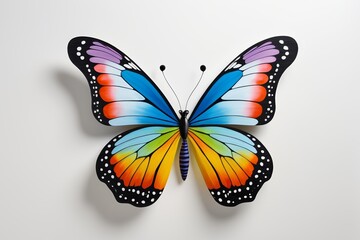 Obraz premium brightly colored butterfly on white wall with white background