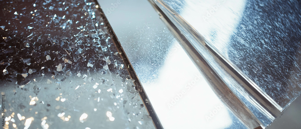 Poster exploring the varied textures and matte finish of recycled aluminum materials