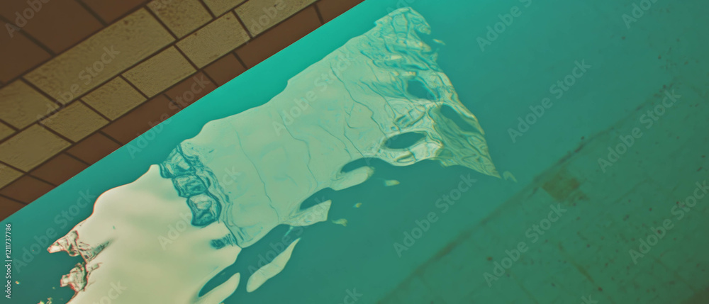 Poster Reflective surfaces showcase distorted reflections in a serene aquatic setting