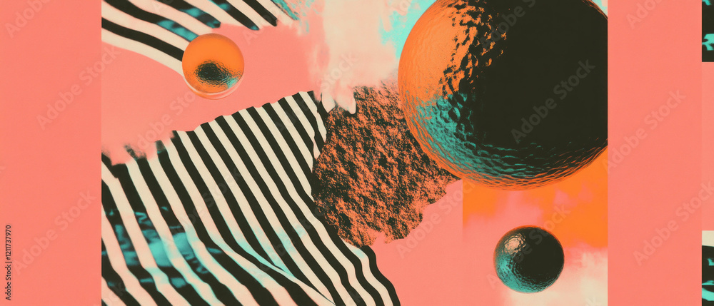 Poster Geometric patterns and distorted shapes create a unique visual experience