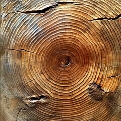 Fototapeta premium wood slice showing detailed annual rings, highlighting natural texture