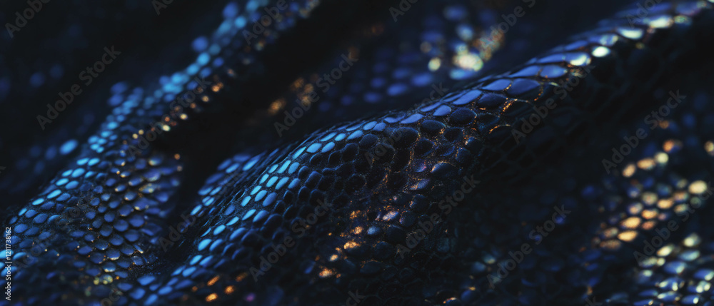 Poster exploration of reptile skin texture with intricate patterns and vibrant colors