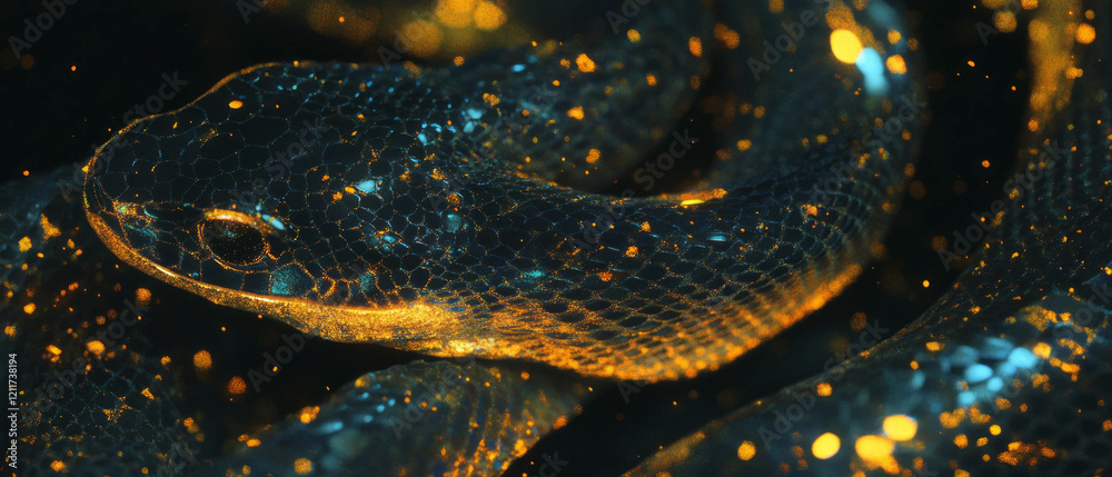 Poster Explore the mesmerizing textures and patterns of reptile skin with glittering accents