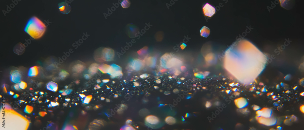 Aufkleber sparkling rhinestone texture with glittery facets and abstract shapes on a dark background