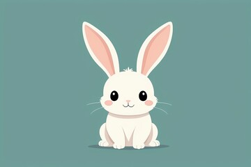 Fototapeta premium there is a white rabbit sitting on a green surface