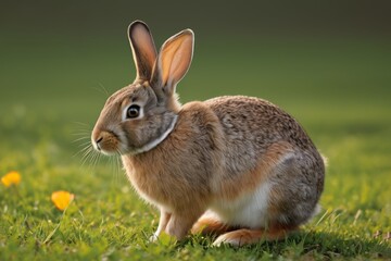 Fototapeta premium there is a rabbit that is sitting in the grass