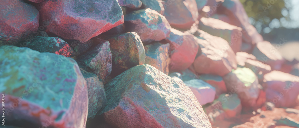 Poster textured rock wall showcasing varied colors and surfaces in a natural setting