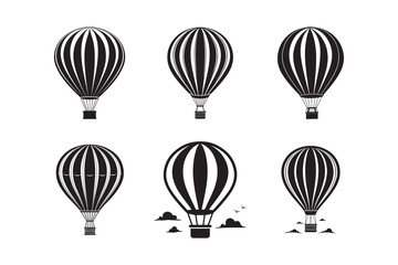 Hot air balloon silhouette Vector  Bundle illustration