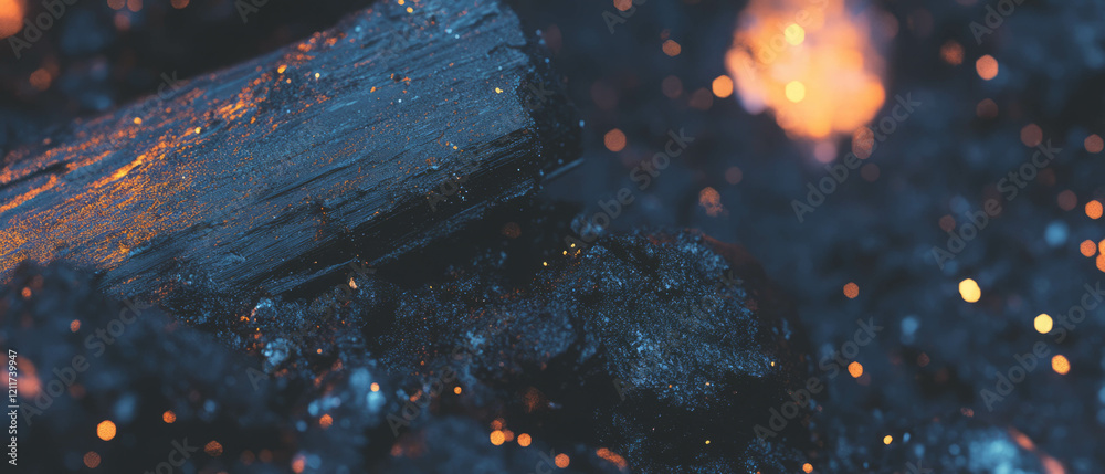 Aufkleber Dark sparkling texture of rotting wood in a contrasting environment with soft glimmers