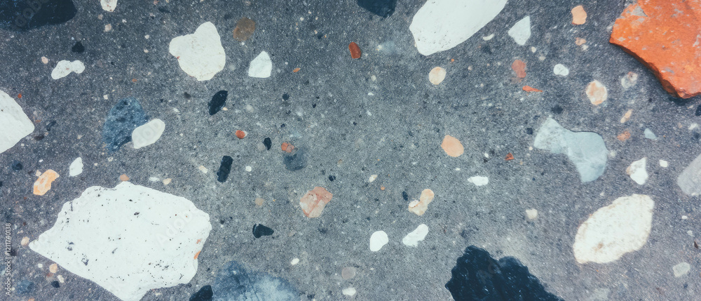 Poster textured surface of rough granite with coarse speckles and varied color patterns