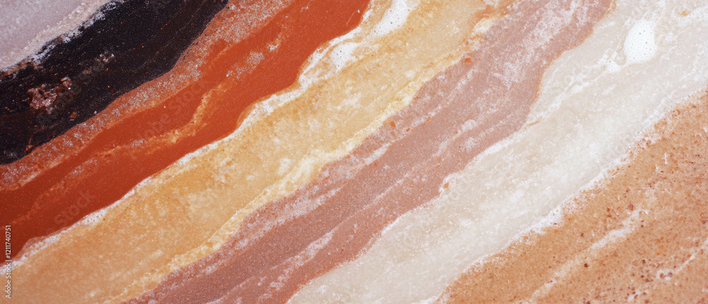 Poster Textured layers of sandstone displaying granular patterns and varied colors in elegant formations