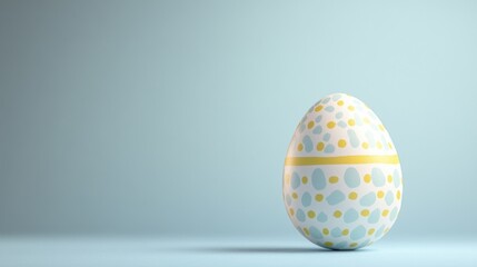 Colorful dotted easter egg on soft blue background
