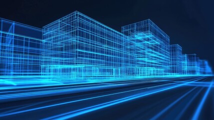 Modern architecture development with holographic plans
