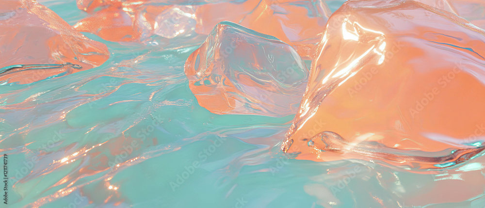 Poster exploring the beauty of sea glass with frosted textures and smooth shapes in calming waters