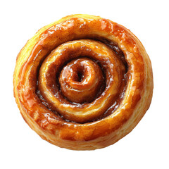 Fototapeta premium Cinnamon roll or cinnabon, top view, on isolated transparent background