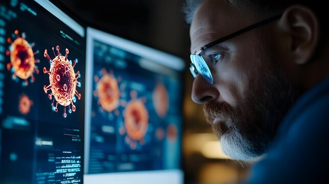 AI Powered Biosecurity Center Monitoring Global Health Threats with Holographic Data Visualizations