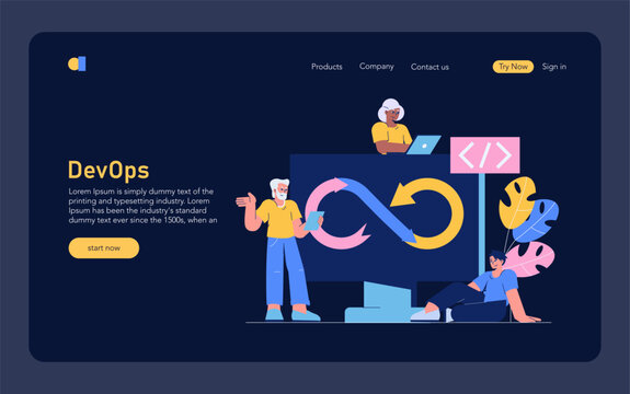 Development Process Automation. Flat Vector Illustration