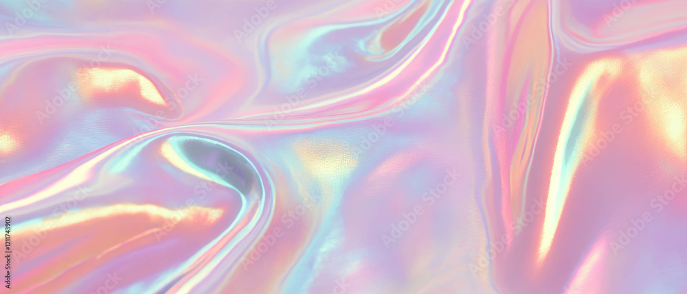 Poster silk charmeuse with glossy sheen and smooth texture in soft pastel hues