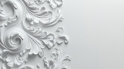 White Floral Ornamental Wall Design Relief