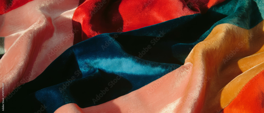 Poster silk velvet fabric with soft pile showcasing rich colors and textures for design projects