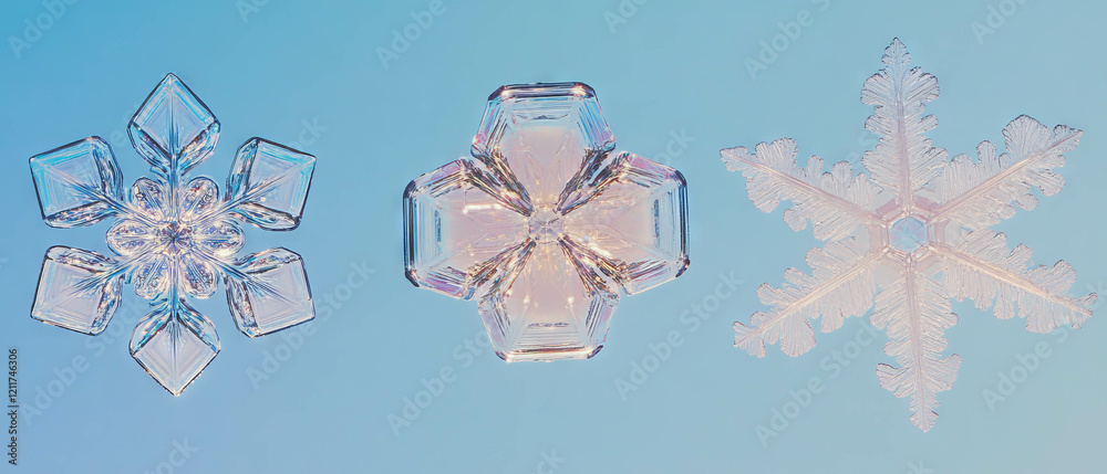 Aufkleber Delicate snowflakes showcasing intricate patterns and unique structures in winter's embrace