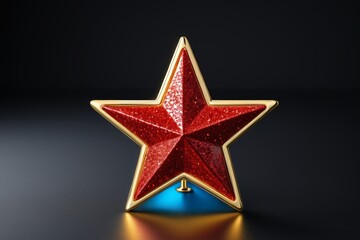 Fototapeta premium a close up of a red star on a blue base