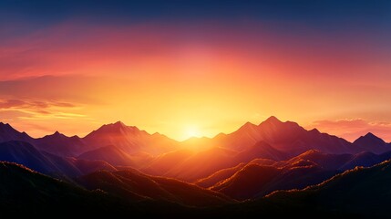 Majestic Sunrise Over Mountain Range Illuminating Tranquil Valley