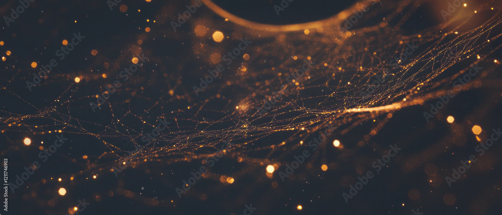 Aufkleber intricate spiderweb texture with bold contrast and golden glitter patterns