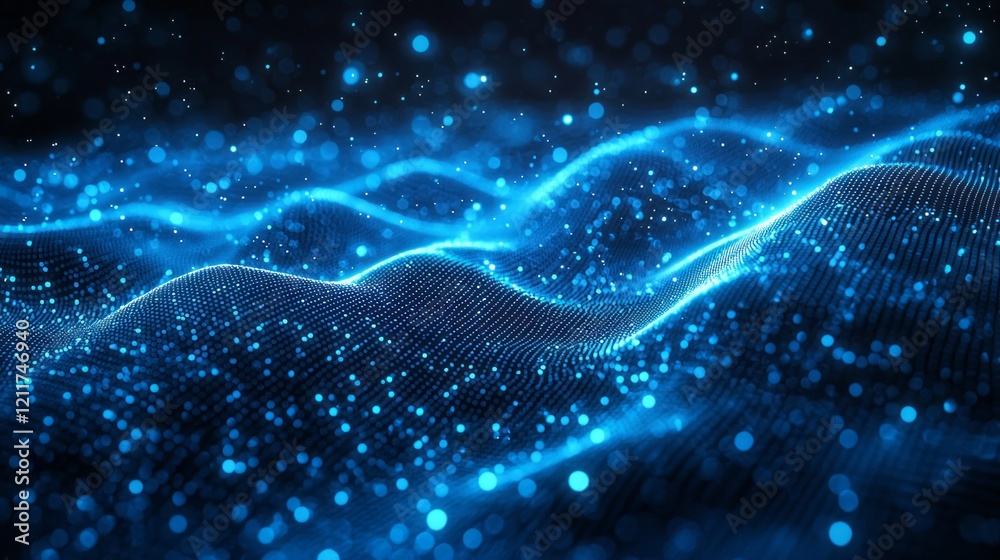 Aufkleber brilliant waves of blue light rays weave through the darkness, creating an ethereal and dynamic back