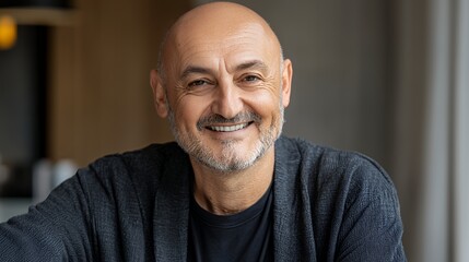 Fototapeta premium Portrait of a Smiling Bald Man
