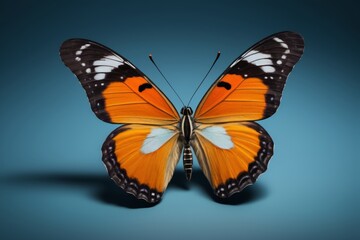 Naklejka premium there is a butterfly that is sitting on a blue surface