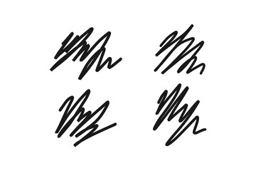 pen and pencil line scribble icon set