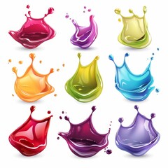 Obraz premium Slime toy icon, mucus symbol, color acrylic paint, cream splash, elastic goop, viscous elastic paste
