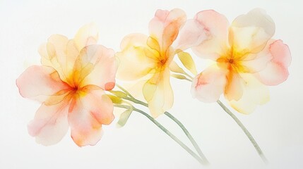 Naklejka premium Soft Watercolor Primrose Cluster