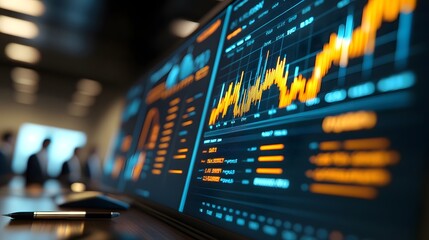 Naklejka premium Predictive Analytics Dashboard Guides Boardroom Executives Strategic Decision Making