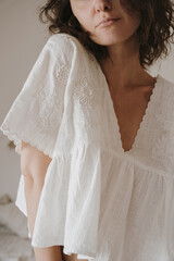 Elegant Portrait in Bohemian White Blouse