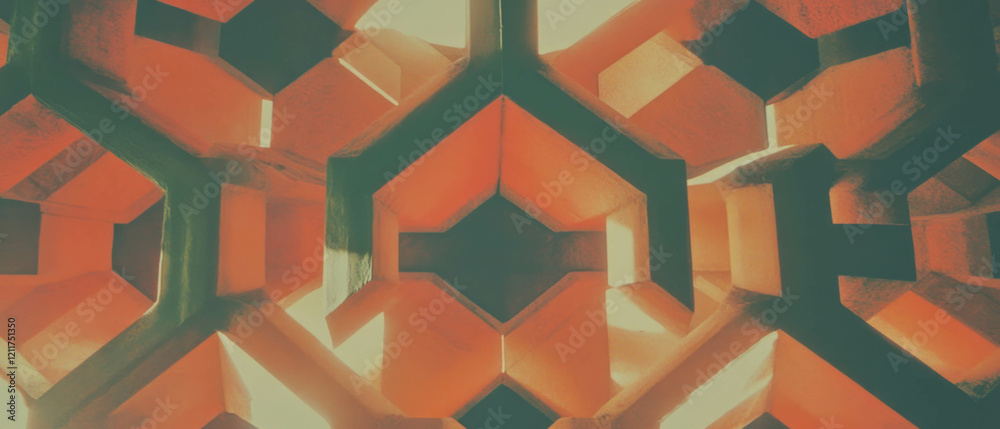 Poster Exploring the dynamic movement of tessellated patterns in vibrant colors and shapes