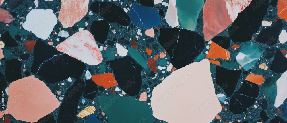 Leinwandbilder unique terrazzo pattern showcasing vibrant colors and fragmented shapes in a modern design