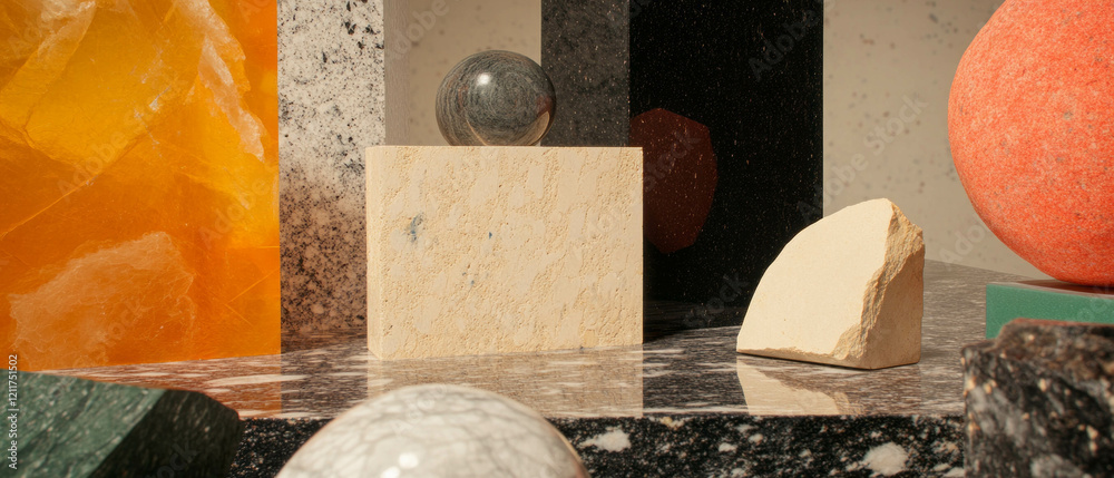 Poster Exploring textured surfaces and geometric patterns in contrasting materials
