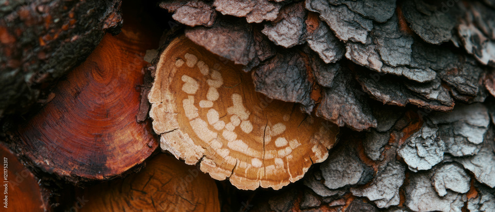 Poster Exploring the intricate textures and patterns found in tree bark close-up