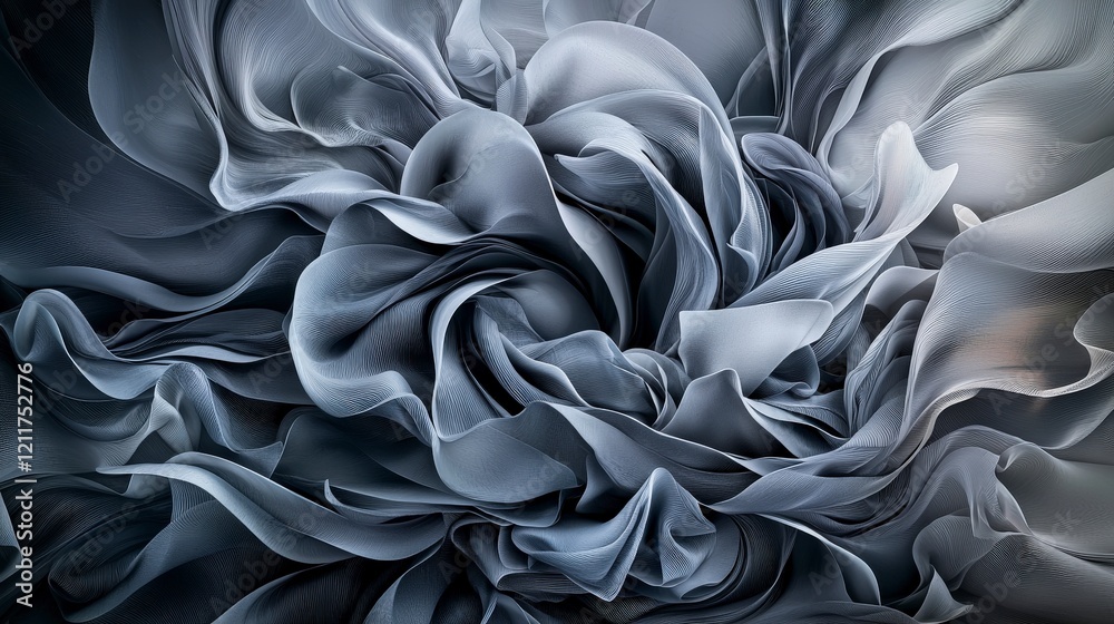 Aufkleber Abstract composition of swirling gray tones in a fluid design artistic exploration digital art contemporary aesthetic concept