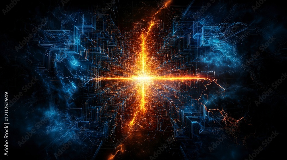 Fototapete dynamic display of parallel light streaks digital realm abstract artwork futuristic vibes close-up v