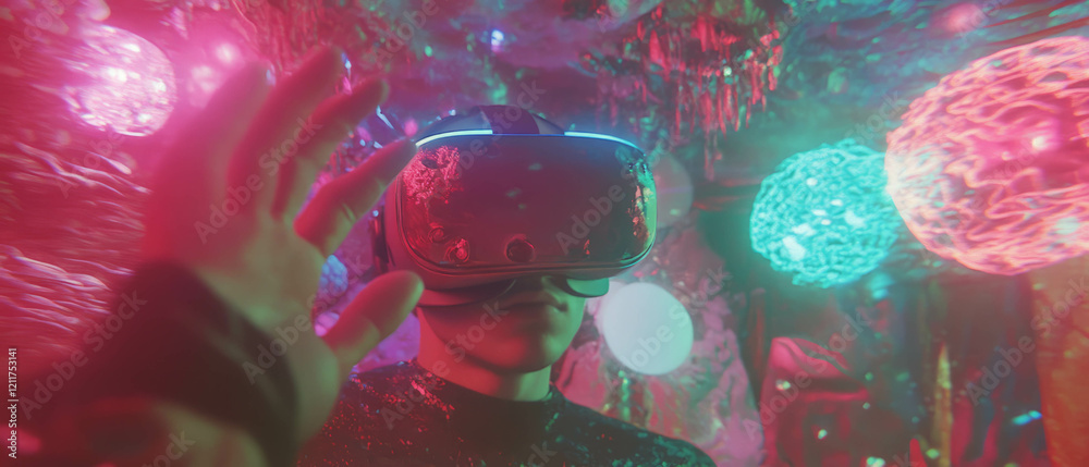 Poster Exploring immersive virtual reality with vibrant textures and interfaces