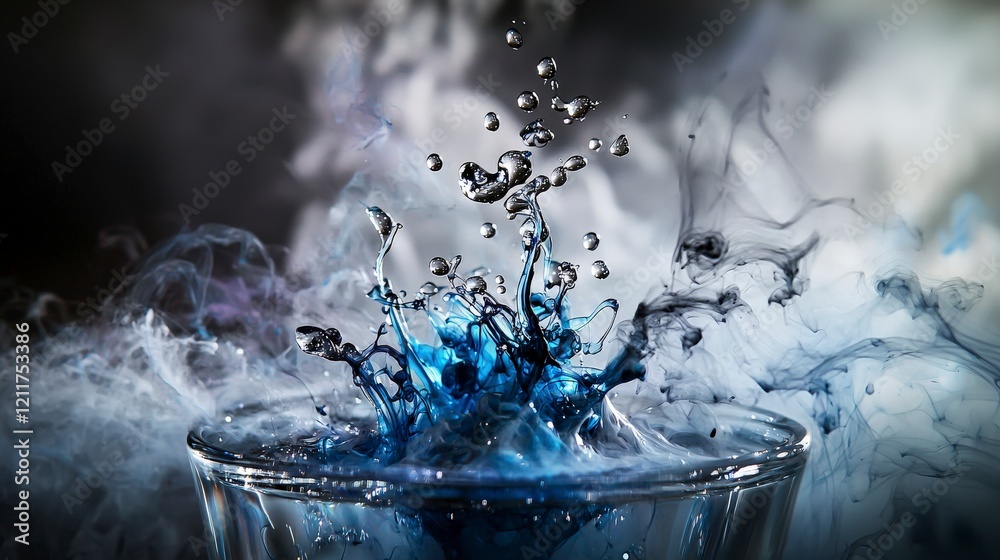 Fototapete dynamic ink droplets creating soft smoky shadows in glass abstract art studio close-up creative conc